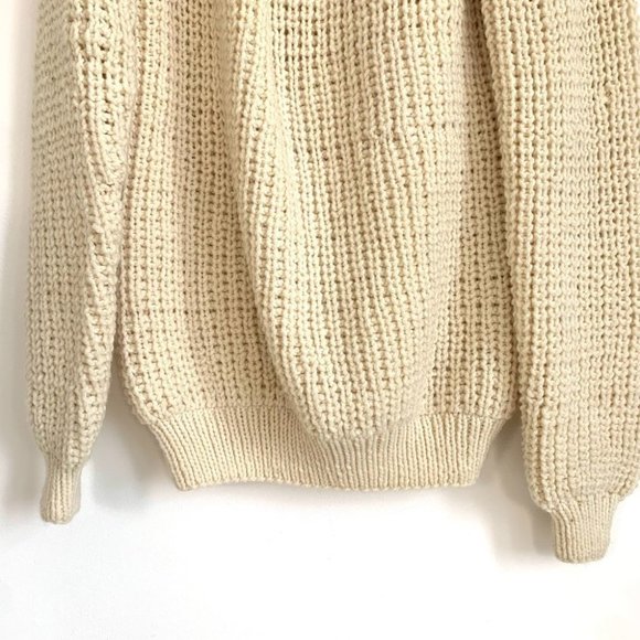HANDKNIT Heavy Fisherman Knit Sweater Cream Vintage - Picture 3 of 7